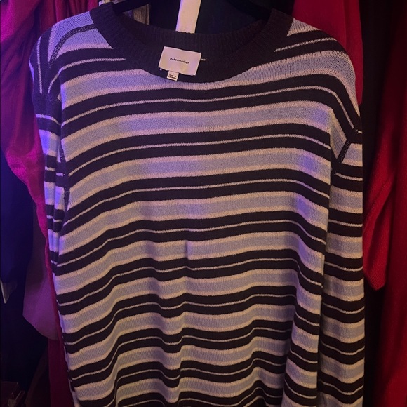 Reformation cashmere Striped boyfriend Sweater in brown and Light Blue - Picture 3 of 4